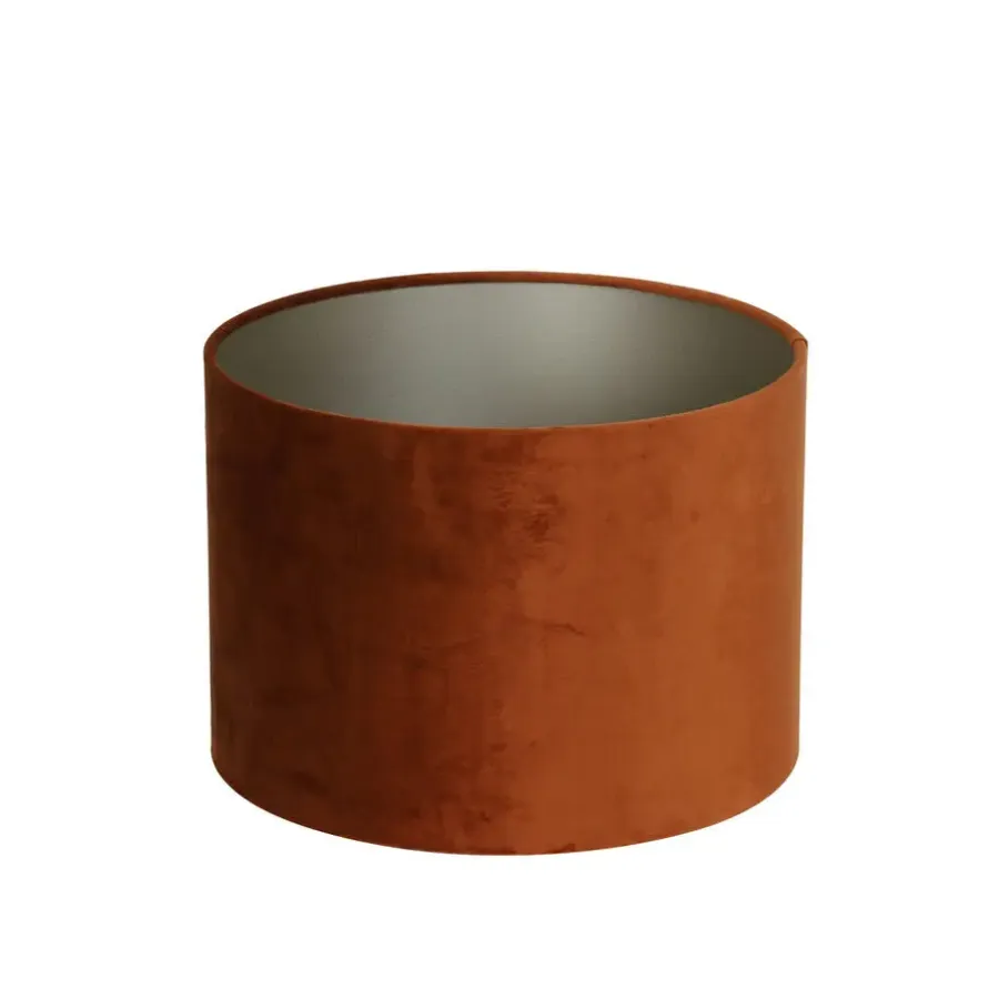 Lampenkappen-Light & Living Cilinder Lampenkap Velours - Terra - Ø30x21cm