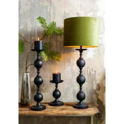 Light & Living Cilinder Lampenkap Velours - Olive Green - Ø30x21cm