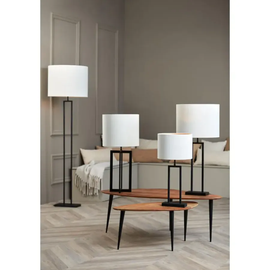 Lampenkappen-Light & Living Cilinder Lampenkap Velours - Wit - Ø40x30cm