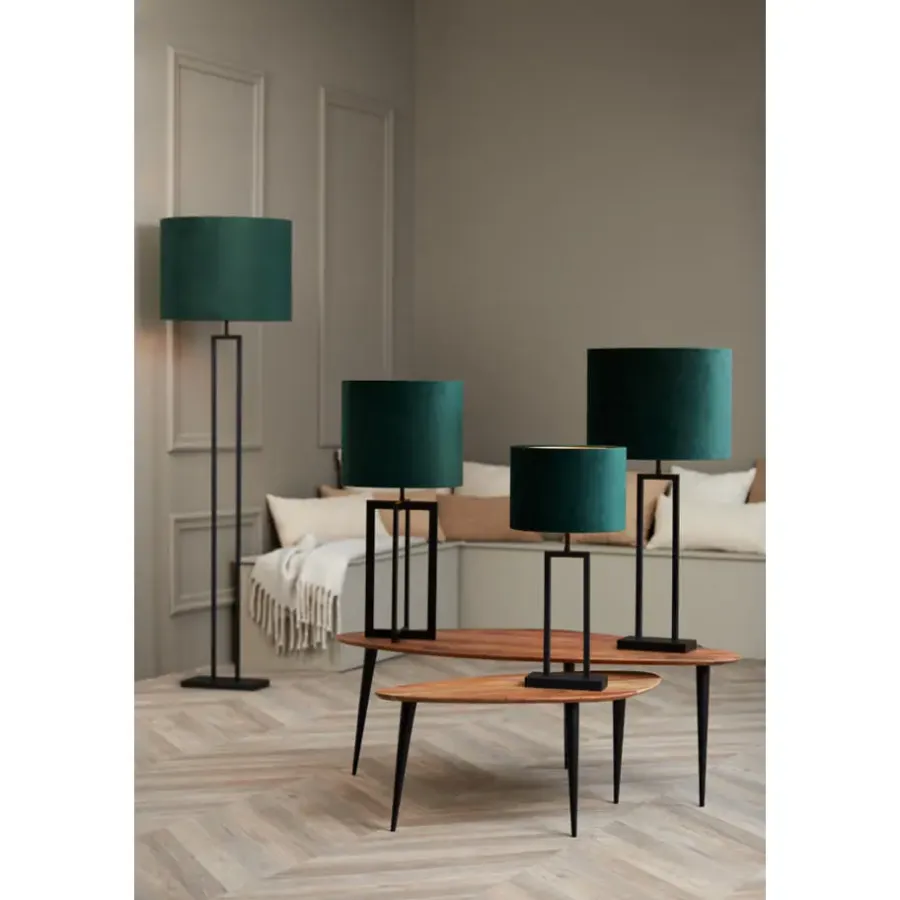 Light & Living Cilinder Lampenkap Velours - Dutch Green - Ø40x30cm