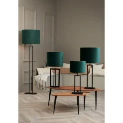 Light & Living Cilinder Lampenkap Velours - Dutch Green - Ø40x30cm