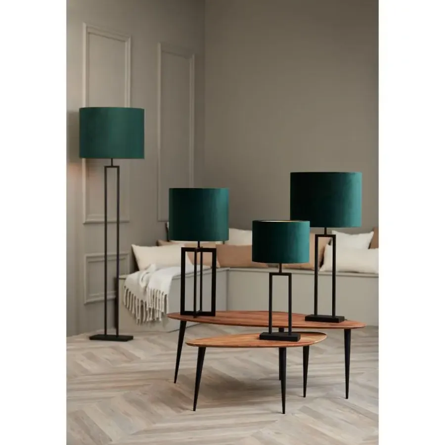 Light & Living Cilinder Lampenkap Velours - Dutch Green - Ø40x30cm