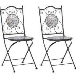 Bistro- & Balkonsets-Beliani CIVITA - Tuinstoel set van 2 - Zwart - Metaal