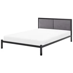 Beliani CLAMART - Tweepersoonsbed - Zwart/Grijs - 140 x 200 cm - Metaal