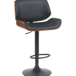 CLP Barkruk Beverley zwart Frame - Metaal - walnoot/zwart