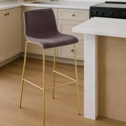 CLP Barkruk Hoover goud Frame - Fluweel - bruin
