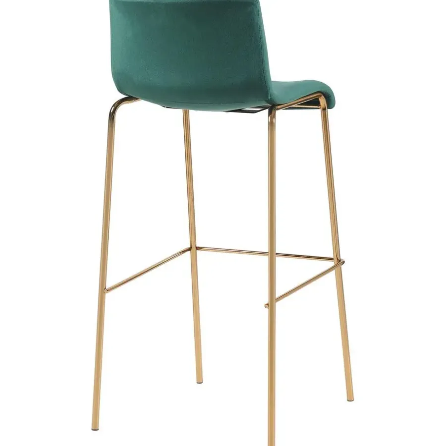 Barkrukken-CLP Barkruk Hoover goud Frame - Fluweel - groen