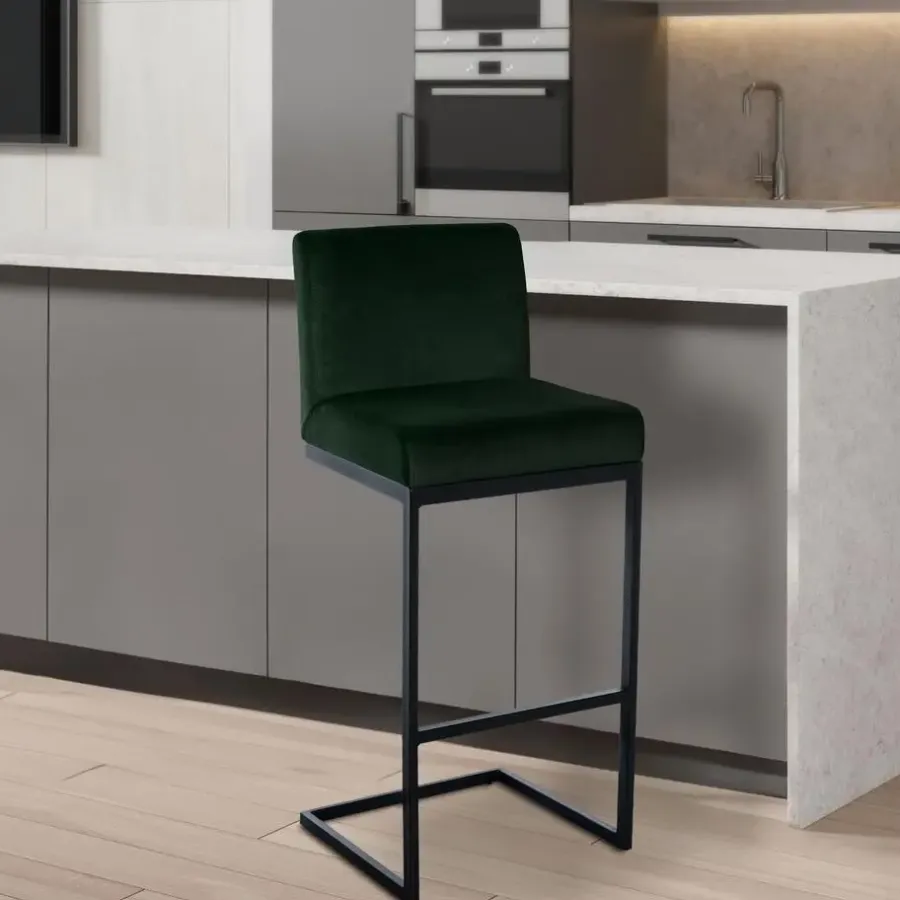 CLP Barkruk Hopewell zwart Frame - Fluweel - groen