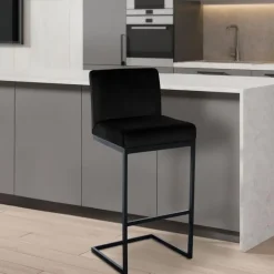 CLP Barkruk Hopewell zwart Frame - Fluweel - zwart