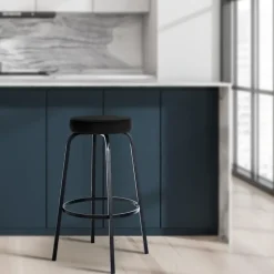 CLP Barkruk Kamari mat zwart Frame - Fluweel - zwart