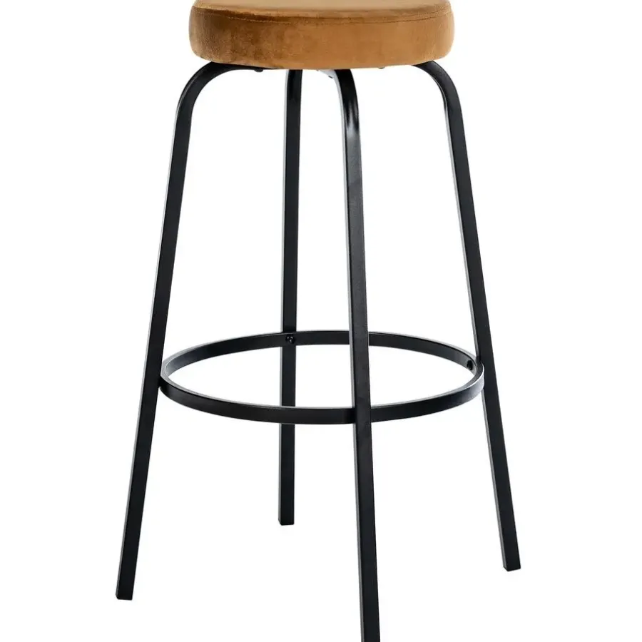 CLP Barkruk Kamari mat zwart Frame - Fluweel - koffie