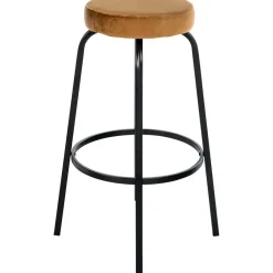 CLP Barkruk Kamari mat zwart Frame - Fluweel - koffie