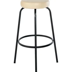 Barkrukken-CLP Barkruk Kamari mat zwart Frame - Kunstleer - creme