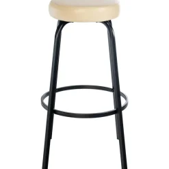Barkrukken-CLP Barkruk Kamari mat zwart Frame - Kunstleer - creme