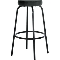 CLP Barkruk Kamari mat zwart Frame - Fluweel - donkergrijs