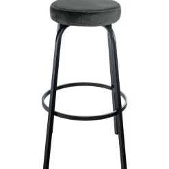CLP Barkruk Kamari mat zwart Frame - Fluweel - donkergrijs
