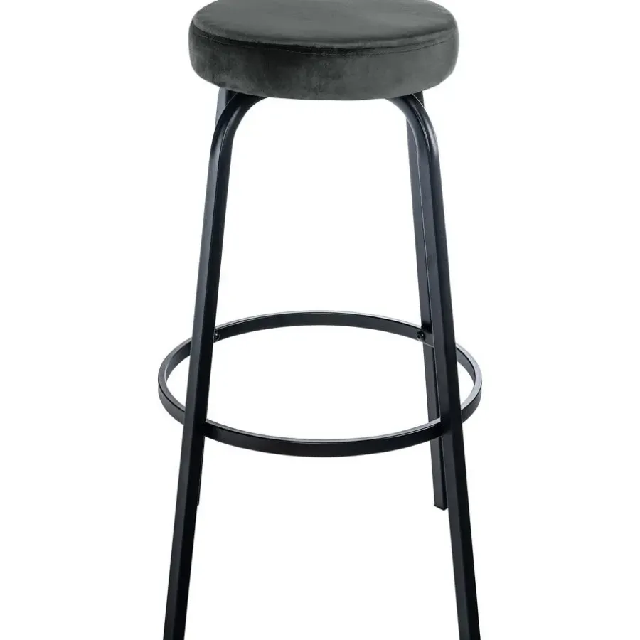 CLP Barkruk Kamari mat zwart Frame - Fluweel - donkergrijs