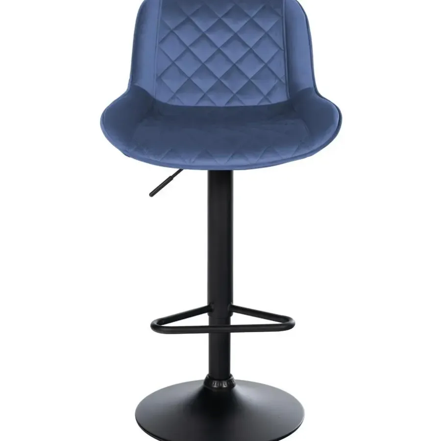 Barkrukken-CLP Barkruk Kasson zwart Frame - Fluweel - blauw