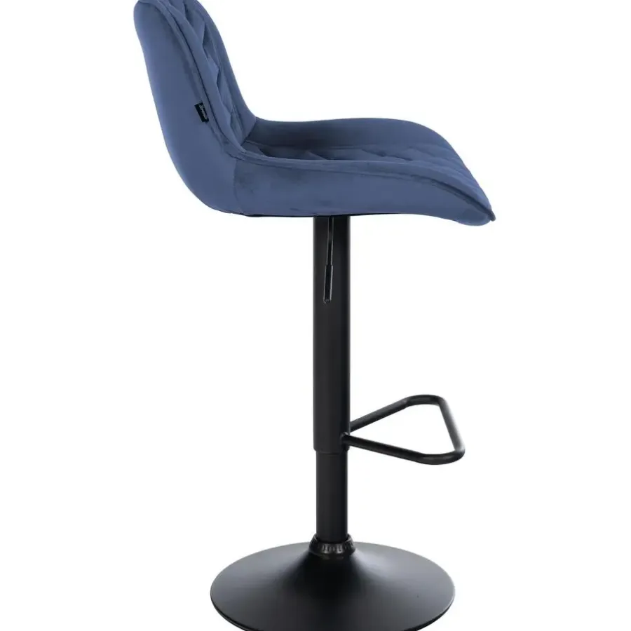Barkrukken-CLP Barkruk Kasson zwart Frame - Fluweel - blauw