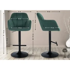 CLP Barkruk Natoma zwart Frame - Fluweel - groen