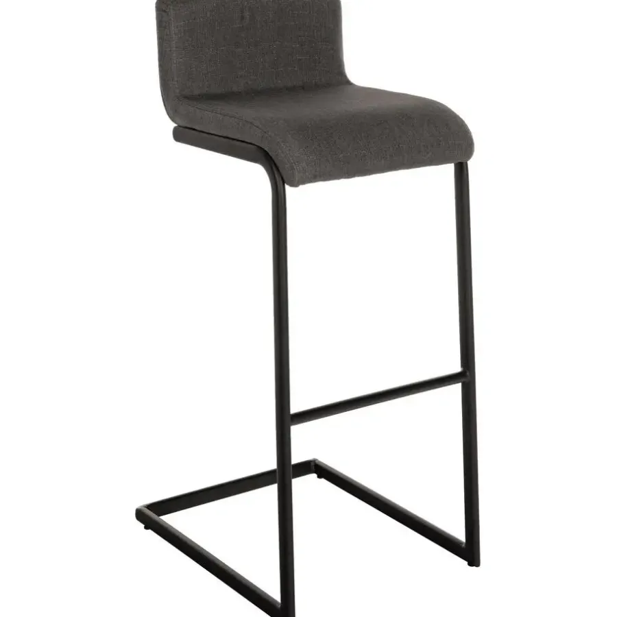 CLP Barkruk Newport zwart Frame - Stof - donkergrijs