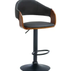 CLP Barkruk Nilse zwart Frame - Kunstleer - walnoot/zwart
