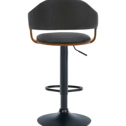 CLP Barkruk Nilse zwart Frame - Kunstleer - walnoot/zwart