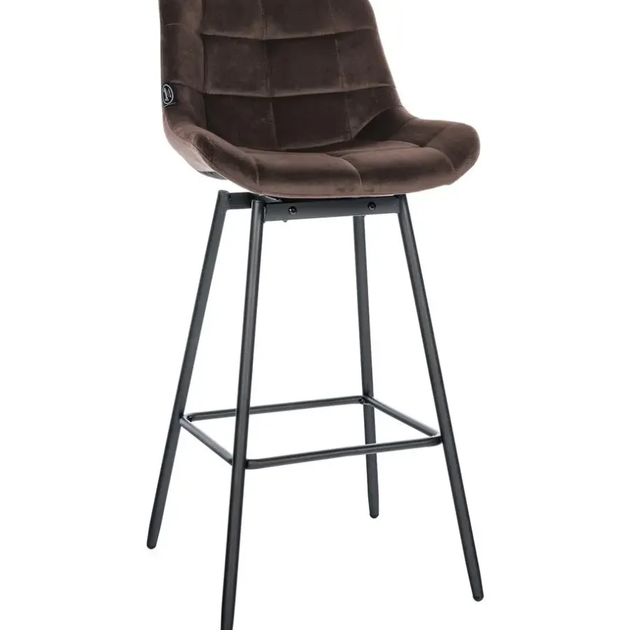 CLP Barkruk Weston zwart Frame - Fluweel - bruin