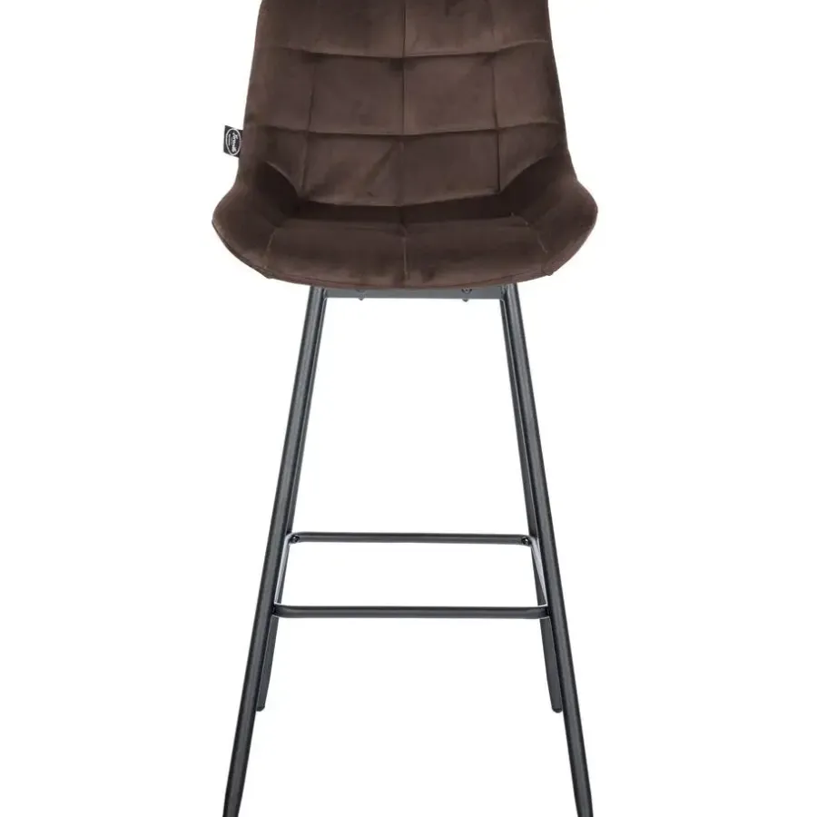 CLP Barkruk Weston zwart Frame - Fluweel - bruin