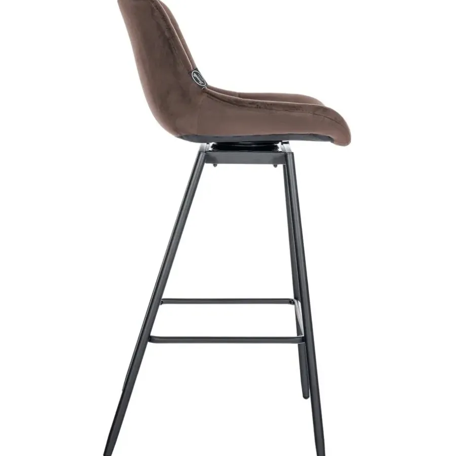 CLP Barkruk Weston zwart Frame - Fluweel - bruin