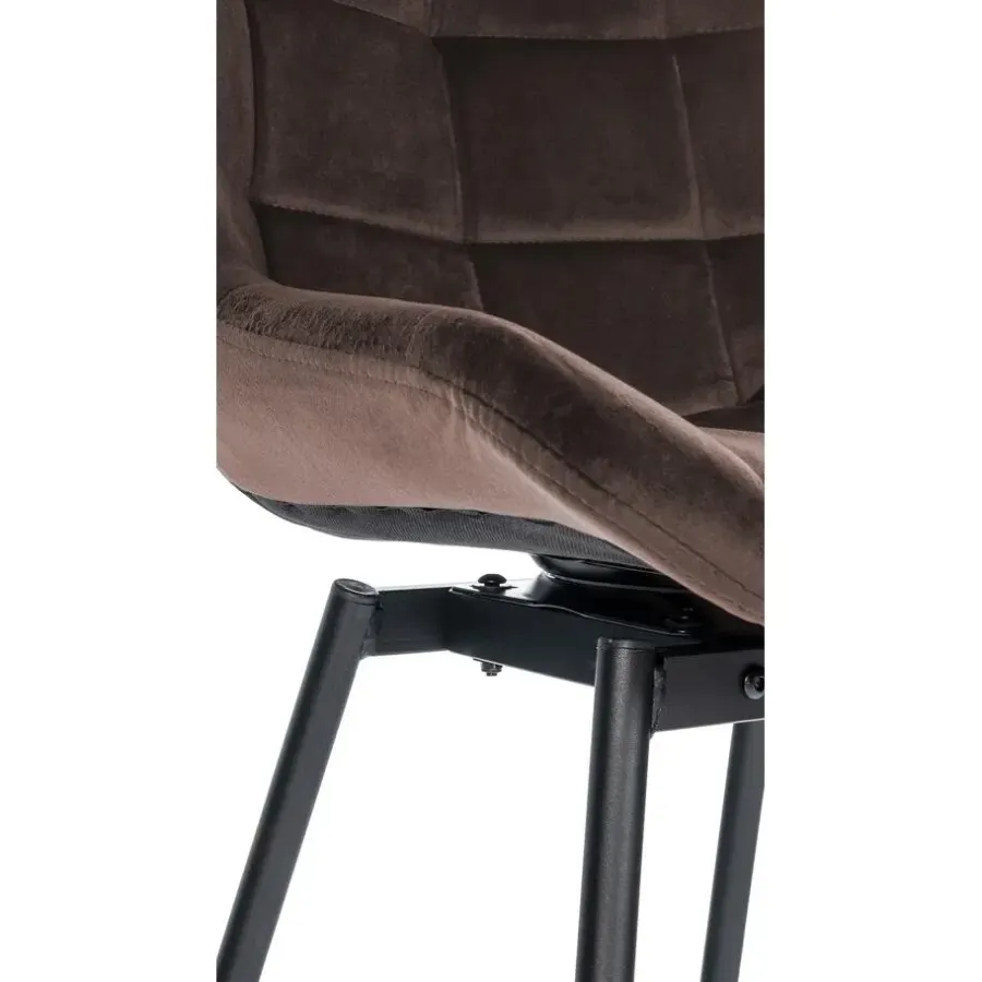 CLP Barkruk Weston zwart Frame - Fluweel - bruin