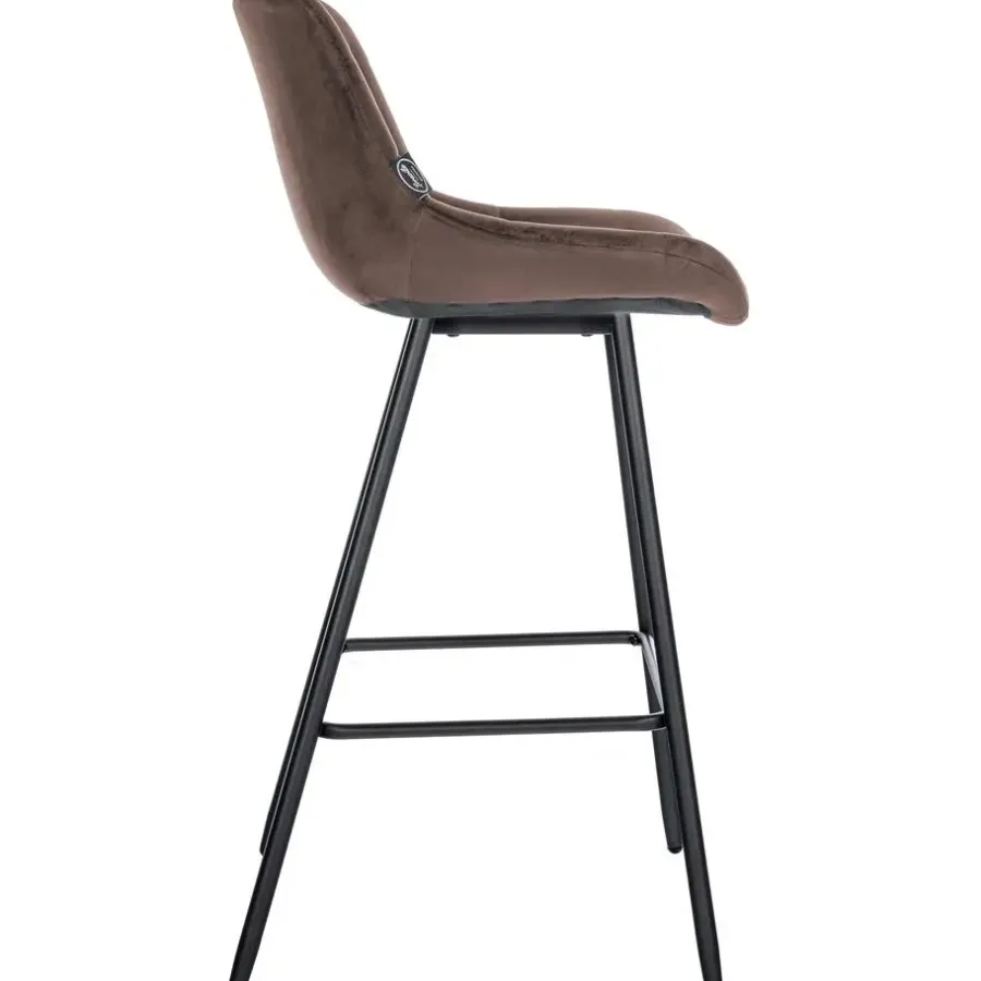 CLP Barkruk Weston zwart Frame - Fluweel - bruin