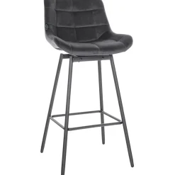 Barkrukken-CLP Barkruk Weston zwart Frame - Fluweel - donkergrijs