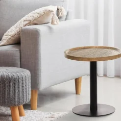 CLP Bijzettafel Aspen mat zwart Frame - Hout - bruin