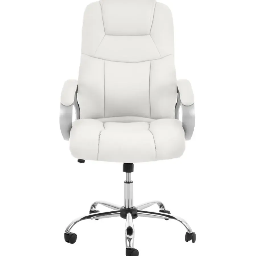 Bureaustoelen|Bureaustoelen-CLP Bureaustoel Apoll XL chroom Frame - Kunstleer - wit