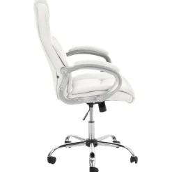 Bureaustoelen|Bureaustoelen-CLP Bureaustoel Apoll XL chroom Frame - Kunstleer - wit
