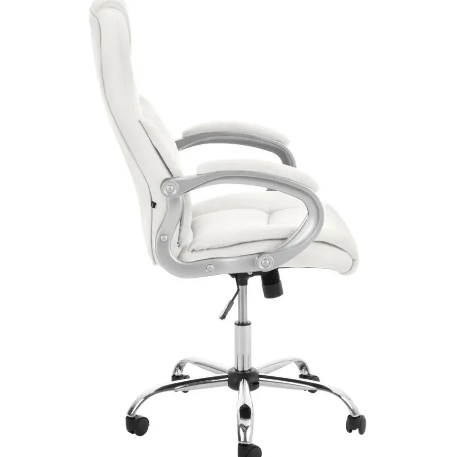 Bureaustoelen|Bureaustoelen-CLP Bureaustoel Apoll XL chroom Frame - Kunstleer - wit