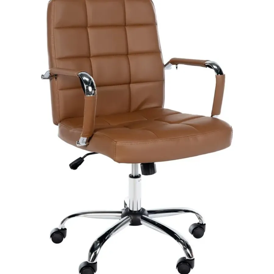 CLP Bureaustoel Ashland chroom Frame - Kunstleer - licht bruin