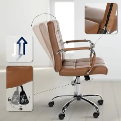 CLP Bureaustoel Ashland chroom Frame - Kunstleer - licht bruin