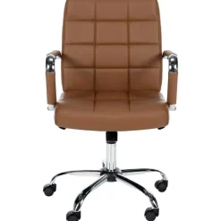 CLP Bureaustoel Ashland chroom Frame - Kunstleer - licht bruin