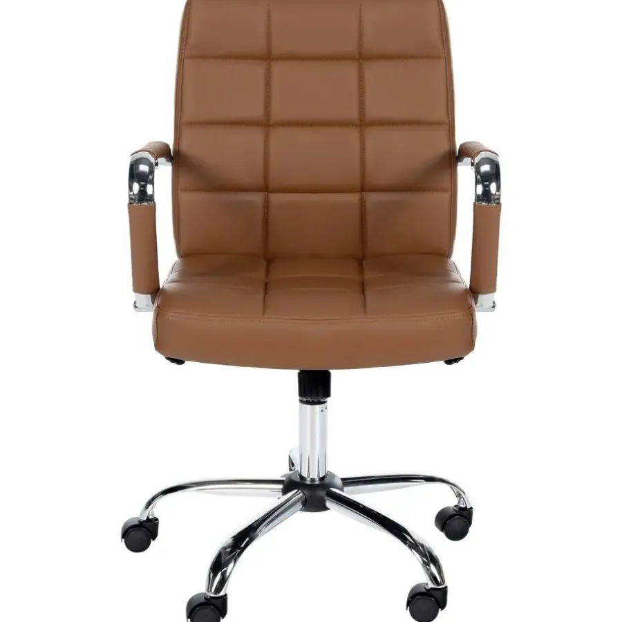 CLP Bureaustoel Ashland chroom Frame - Kunstleer - licht bruin