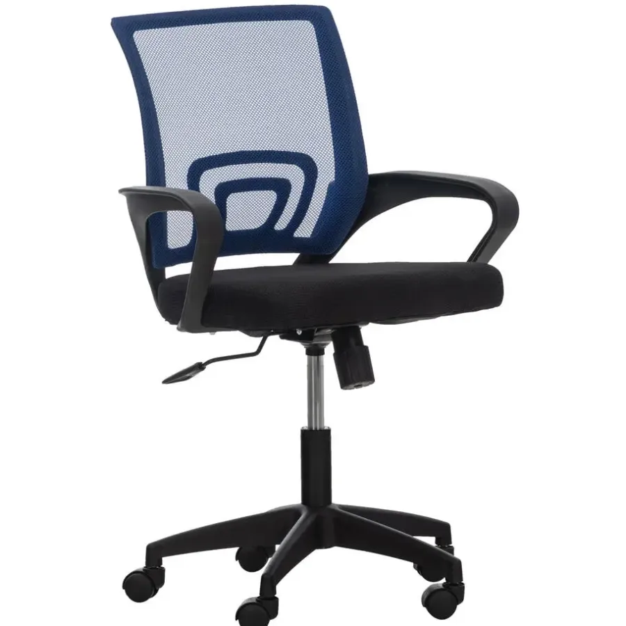 Bureaustoelen|Bureaustoelen-CLP Bureaustoel Auburn zwart Frame - Microfiber - blauw