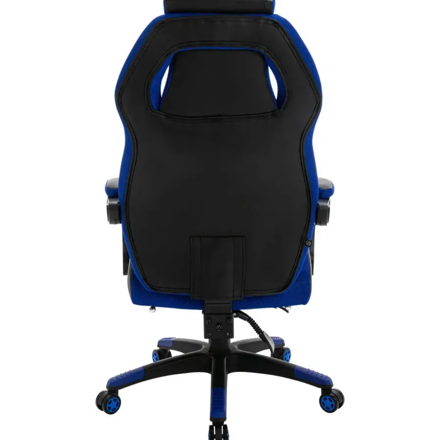 CLP Bureaustoel Clovis zwart Frame - Kunstleer - zwart/blauw