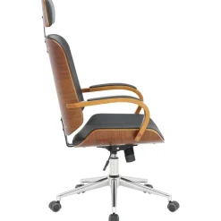 Bureaustoelen|Bureaustoelen-CLP Bureaustoel Dayton walnoot Frame - Kunstleer - walnoot/zwart