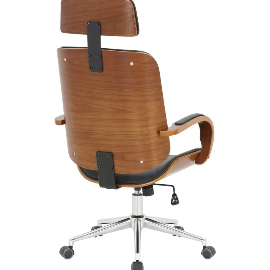 Bureaustoelen|Bureaustoelen-CLP Bureaustoel Dayton walnoot Frame - Kunstleer - walnoot/zwart