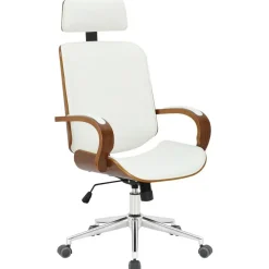 CLP Bureaustoel Dayton walnoot Frame - Kunstleer - walnoot/wit