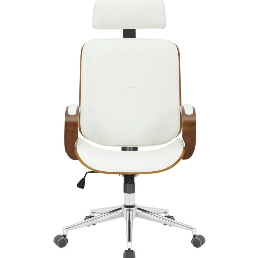 CLP Bureaustoel Dayton walnoot Frame - Kunstleer - walnoot/wit