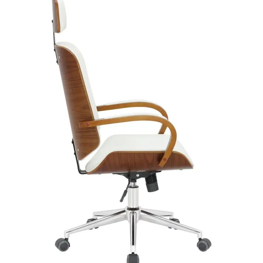 CLP Bureaustoel Dayton walnoot Frame - Kunstleer - walnoot/wit
