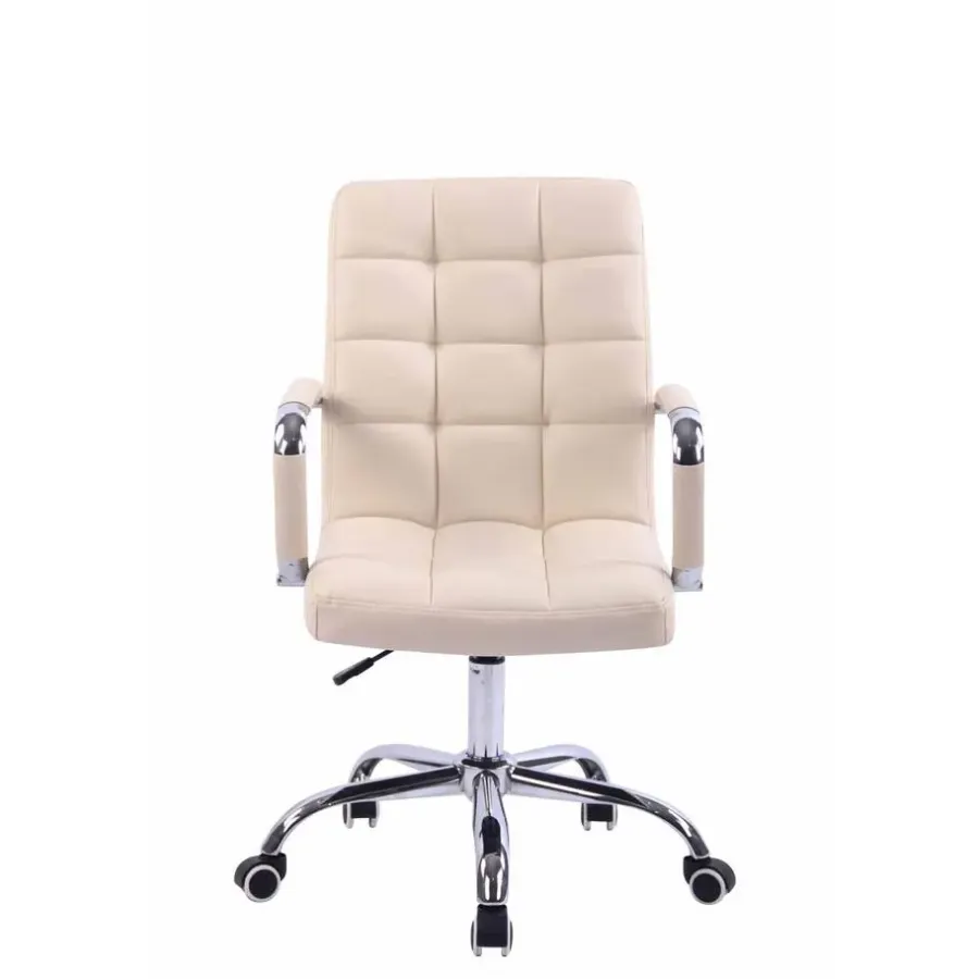 Bureaustoelen|Bureaustoelen-CLP Bureaustoel Deli chroom Frame - Kunstleer - creme
