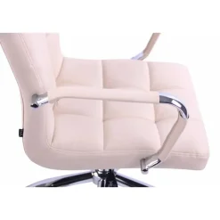 Bureaustoelen|Bureaustoelen-CLP Bureaustoel Deli chroom Frame - Kunstleer - creme